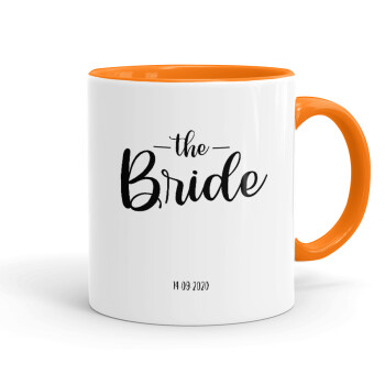 Groom & Bride (Bride), Mug colored orange, ceramic, 330ml