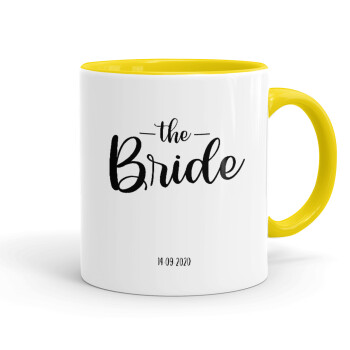 Groom & Bride (Bride), Mug colored yellow, ceramic, 330ml