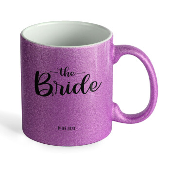 Groom & Bride (Bride), Κούπα Μωβ Glitter που γυαλίζει, κεραμική, 330ml