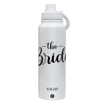 Groom & Bride (Bride), 1L Stainless Steel Thermal Bottle with Phone Holder & Double Wall Insulation