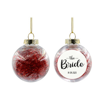 Groom & Bride (Bride), Χριστουγεννιάτικη μπάλα δένδρου διάφανη με κόκκινο γέμισμα 8cm
