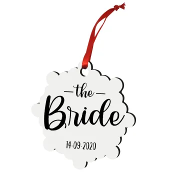 Groom & Bride (Bride), Στολίδι Χριστουγεννιάτικο στολίδι snowflake ξύλινο 7.5cm