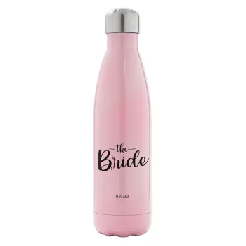 Groom & Bride (Bride), Metal mug thermos Pink Iridiscent (Stainless steel), double wall, 500ml