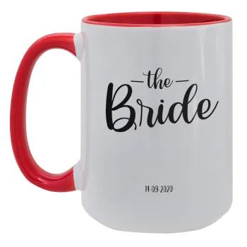 Groom & Bride (Bride), Κούπα Mega 15oz, κεραμική Κόκκινη, 450ml