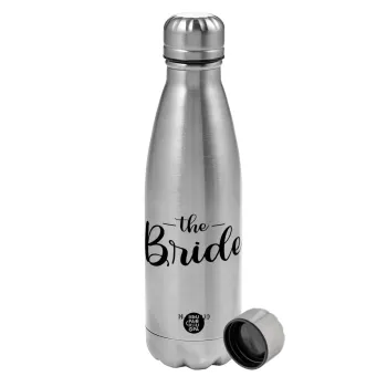 Groom & Bride (Bride), Metallic water bottle, stainless steel, 750ml
