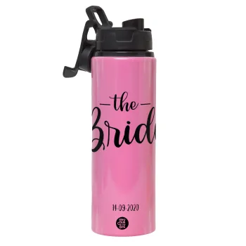 Groom & Bride (Bride), Metallic water bottle with safety lid, 850ml aluminum