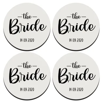 Groom & Bride (Bride), ΣΕΤ 4 Σουβέρ ξύλινα στρογγυλά (9cm)