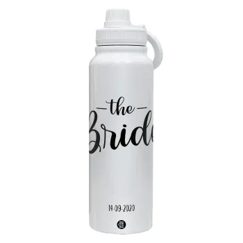 Groom & Bride (Bride), 1L Stainless Steel Thermal Bottle with Phone Holder & Double Wall Insulation