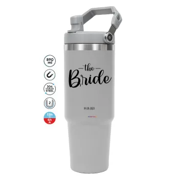 Groom & Bride (Bride), GREY color, 890ml (30oz) stainless Steel Tumbler with Handle