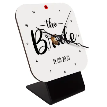 Groom & Bride (Bride), Quartz Wooden table clock with hands (10cm)
