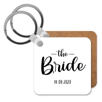 Groom & Bride (Bride), Μπρελόκ Ξύλινο τετράγωνο MDF