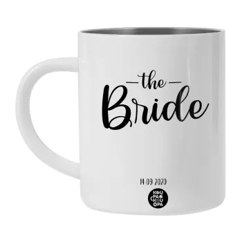 Groom & Bride (Bride), Λευκή Ανοξείδωτη Μεταλλική Κούπα 450ml - Διπλού Τοιχώματος 