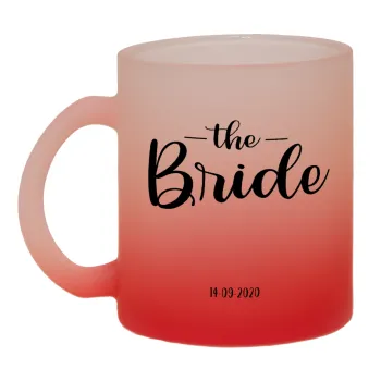 Groom & Bride (Bride), Κούπα γυάλινη δίχρωμη με βάση το κόκκινο ματ, 330ml