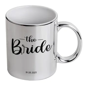 Groom & Bride (Bride), Mug ceramic, silver mirror, 330ml