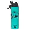 Metallic water bottle with safety lid, 850ml aluminum