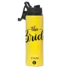 Metallic water bottle with safety lid, 850ml aluminum