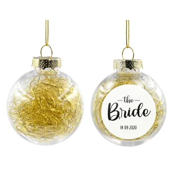 Groom & Bride (Bride), Transparent Christmas tree ball ornament with gold filling 8cm