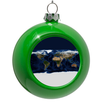 Earth map, Green Christmas tree ornament bauble 8cm
