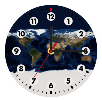 Earth map, Wooden wall clock (20cm)