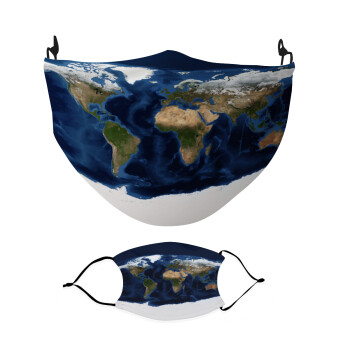 Earth map, Μάσκα υφασμάτινη Ενηλίκων πολλαπλών στρώσεων με υποδοχή φίλτρου