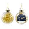 Στολίδι Χριστουγεννιάτικη μπάλα δένδρου διάφανη με χρυσό γέμισμα 8cm