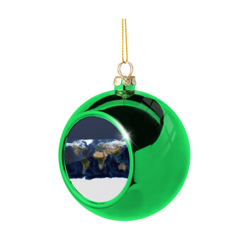 Earth map, Green Christmas tree ornament ball 8cm