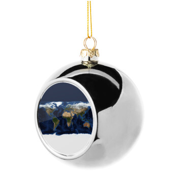 Earth map, Χριστουγεννιάτικη μπάλα δένδρου Ασημένια 8cm
