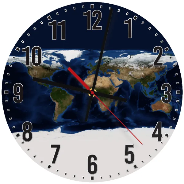 Earth map — Wooden wall clock (30cm)