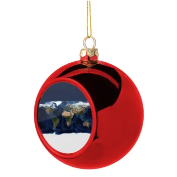 Earth map, Christmas tree ball Red 8cm