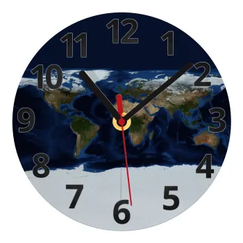 Earth map, Ρολόι τοίχου γυάλινο (20cm)