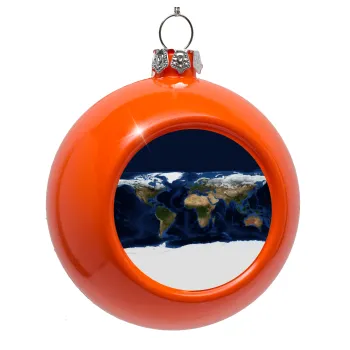 Earth map, Στολίδι Χριστουγεννιάτικη μπάλα δένδρου Πορτοκαλί 8cm