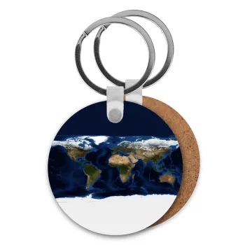 Earth map, Μπρελόκ Ξύλινο στρογγυλό MDF Φ5cm