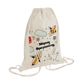 Back to school, Backpack bag GYMBAG natural (28x40cm)