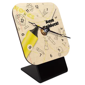 Επιστροφή στα θρανία με το δικό σας όνομα, Επιτραπέζιο ρολόι σε φυσικό ξύλο (10cm)