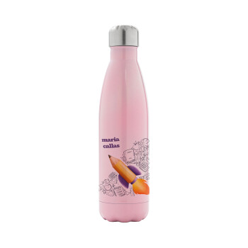 Back to school rocket pencil, Metal mug thermos Pink Iridiscent (Stainless steel), double wall, 500ml