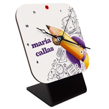 Επιστροφή στα θρανία παιδικό σχέδιο με το δικό σας όνομα, Επιτραπέζιο ρολόι ξύλινο με δείκτες (10cm)