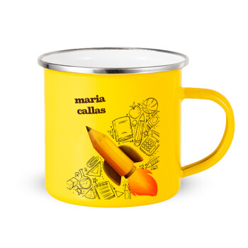Back to school rocket pencil, Yellow Enamel Metallic Cup 360ml