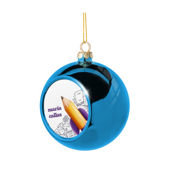 Επιστροφή στα θρανία παιδικό σχέδιο με το δικό σας όνομα, Χριστουγεννιάτικη μπάλα δένδρου Μπλε 8cm