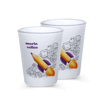 Back to school rocket pencil, Σφηνοπότηρα γυάλινα 45ml του πάγου (2 τεμάχια)