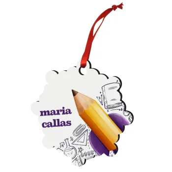 Επιστροφή στα θρανία παιδικό σχέδιο με το δικό σας όνομα, Στολίδι Χριστουγεννιάτικο στολίδι snowflake ξύλινο 7.5cm