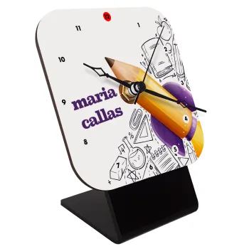 Επιστροφή στα θρανία παιδικό σχέδιο με το δικό σας όνομα, Επιτραπέζιο ρολόι ξύλινο με δείκτες (10cm)