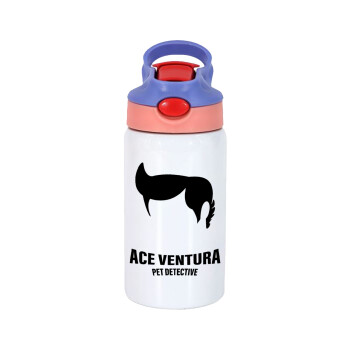 Ace Ventura Pet Detective, Children's hot water bottle, stainless steel, with safety straw, pink/purple (350ml)