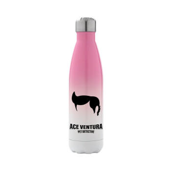 Ace Ventura Pet Detective, Μεταλλικό παγούρι θερμός Ροζ/Λευκό (Stainless steel), διπλού τοιχώματος, 500ml