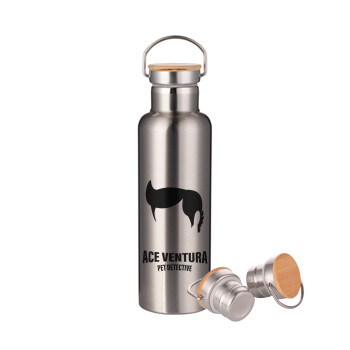 Ace Ventura Pet Detective, Stainless steel Silver with wooden lid (bamboo), double wall, 750ml