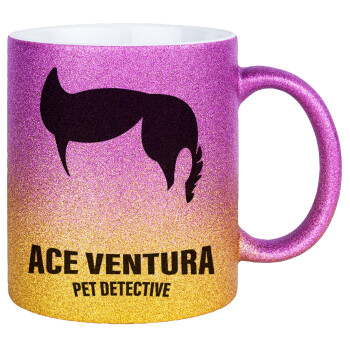 Ace Ventura Pet Detective, Κούπα Χρυσή/Ροζ Glitter, κεραμική, 330ml