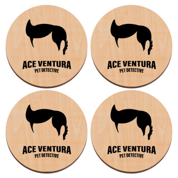 Ace Ventura Pet Detective, ΣΕΤ x4 Σουβέρ ξύλινα στρογγυλά plywood (9cm)