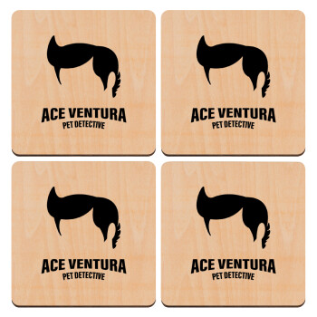 Ace Ventura Pet Detective, ΣΕΤ x4 Σουβέρ ξύλινα τετράγωνα plywood (9cm)