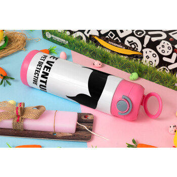 Ace Ventura Pet Detective, Πασχαλινή Λαμπάδα με Παιδικό παγούρι θερμό, ανοξείδωτο, με καλαμάκι ασφαλείας, ΡΟΖ (500ml)