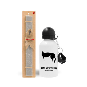 Ace Ventura Pet Detective, Πασχαλινό Σετ, παγούρι μεταλλικό  αλουμινίου (500ml) & πασχαλινή λαμπάδα αρωματική πλακέ (30cm) (ΓΚΡΙ)