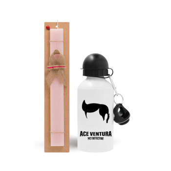 Ace Ventura Pet Detective, Πασχαλινό Σετ, παγούρι μεταλλικό αλουμινίου (500ml) & πασχαλινή λαμπάδα αρωματική πλακέ (30cm) (ΡΟΖ)